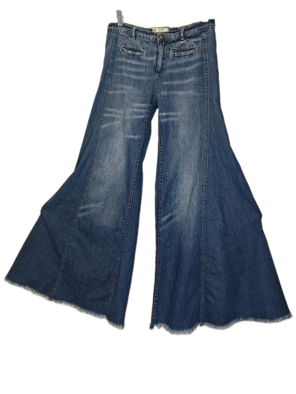 Free People Y2K Low Rise Extreme Flare Jeans Blue Denim Bell Bottoms Sz 25 28/32